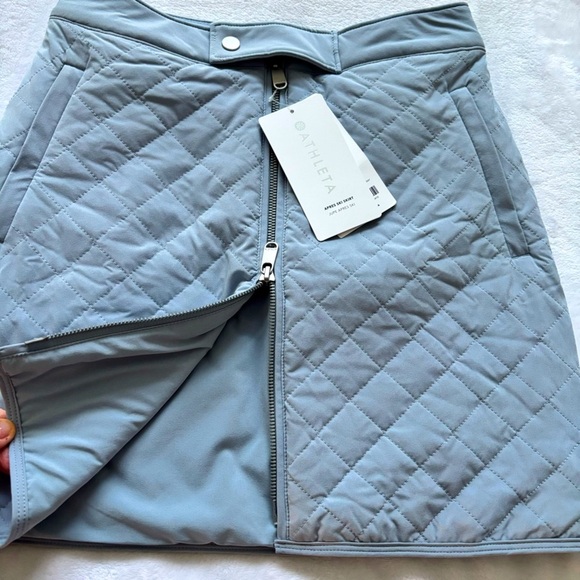 ATHLETA Apres Ski Blue Zippered Quilted Mini Skirt--2 - Picture 2 of 16